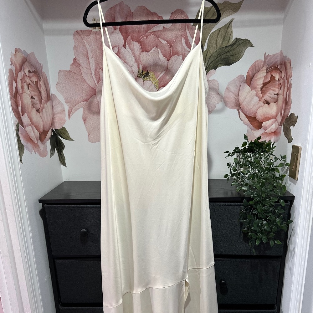 Eloquii Ivory Satin Maxi Slip Dress - Size 22